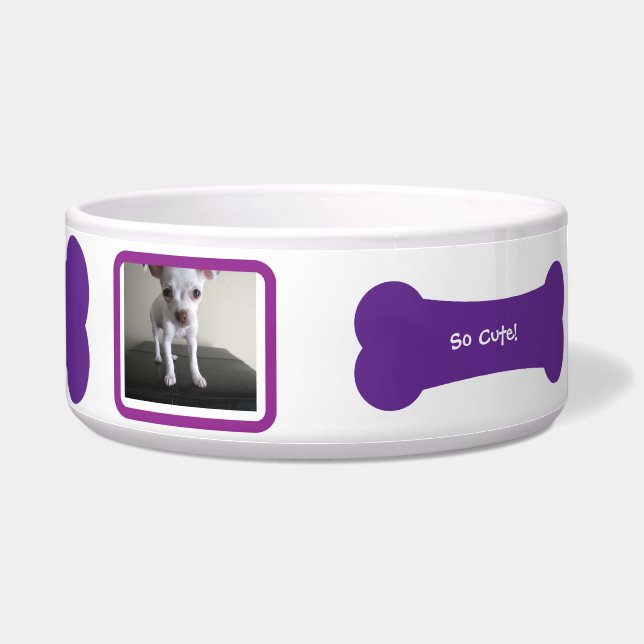 Tigela Púrpura Cão-Bone Foto Personalizada Pet Bowl (Direita)