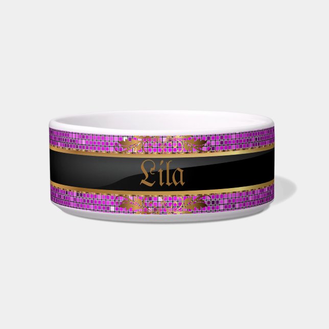 Tigela Púrpura Sequência de Largura Disco Glitz Pet Comid (Frente)
