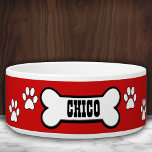 Tigela Pw Imprime Pet Bowl Personalizado Vermelho<br><div class="desc">Uma tigela de cachorro branca e vermelha,  super fofa.</div>