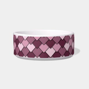 Tigela Quadrado Rosa Cereja e Padrão de Diamante