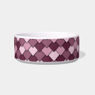 Tigela Quadrado Rosa Cereja e Padrão de Diamante
