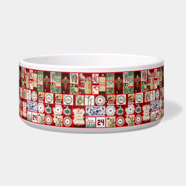 Tigela Quadrados de Ilustração de Bloco de Natal (Frente)