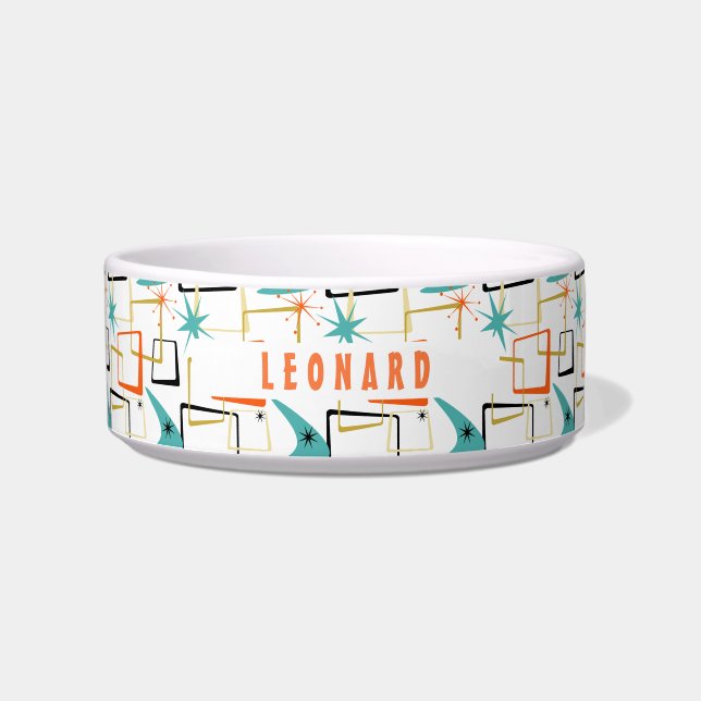 Tigela Quadrados Funky da Era Atômica de Meados do Século (Frente)