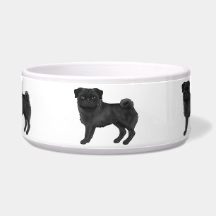 Tigela Raça de cachorro Pug preto Mops Ilustrado Cartoon