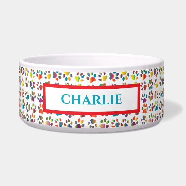 Tigela Rainbow Paw Prints Dog Bowl (Frente)