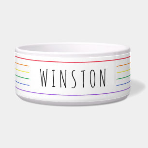 Tigela Rainbow Stripe Pride Sutil Mínimo Cachorro Simple