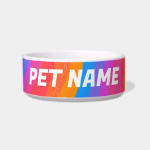 Rainbow Stripes Personalizado Cão Pet Comida Água