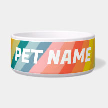 Rainbow Stripes Personalizado Cão Pet Comida Água