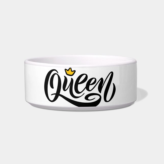Tigela Rainha (A stylish pet bowl with the word "Queen" elegantly scripted in black!)
