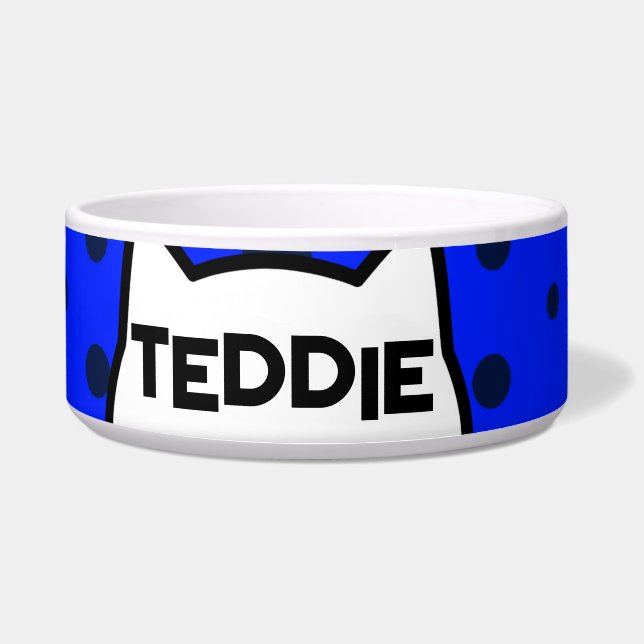 Tigela Raios de Gato Azul Vermelho (Frente)