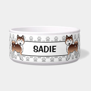 Tigela Red Alaskan Malamute Cartoon Dogs & Pet Name