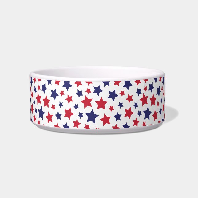 Tigela Red and Blue Stars, 4th of July, White Background (Frente)