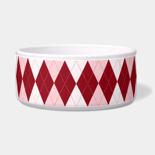 Tigela Red Argyle Crimson Cor-de-rosa Pequeno Forma de Di