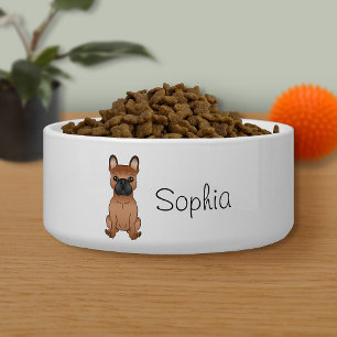 Tigela Red French Bulddog / Frenchie Cartoon Dog & Name