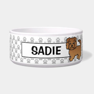 Tigela Red Norfolk Terrier Cartoon Dog & Pet Name