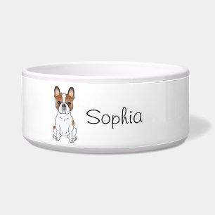 Tigela Red Piebald French Bulldog Cute Cartoon Dog & Name