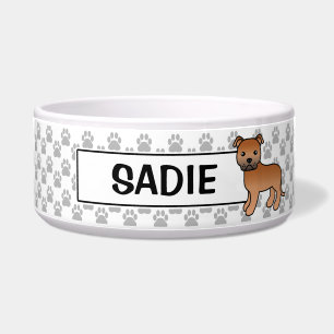 Tigela Red Staffordshire Bull Terrier E Nome