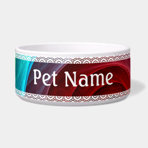 Tigela Red Storm Abstrato Art Dog Bowl