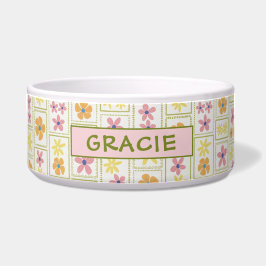 Tigela Retro Creme Floral Patchwork Personalizado Grande 