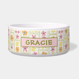 Tigela Retro Creme Floral Patchwork Personalizado Grande