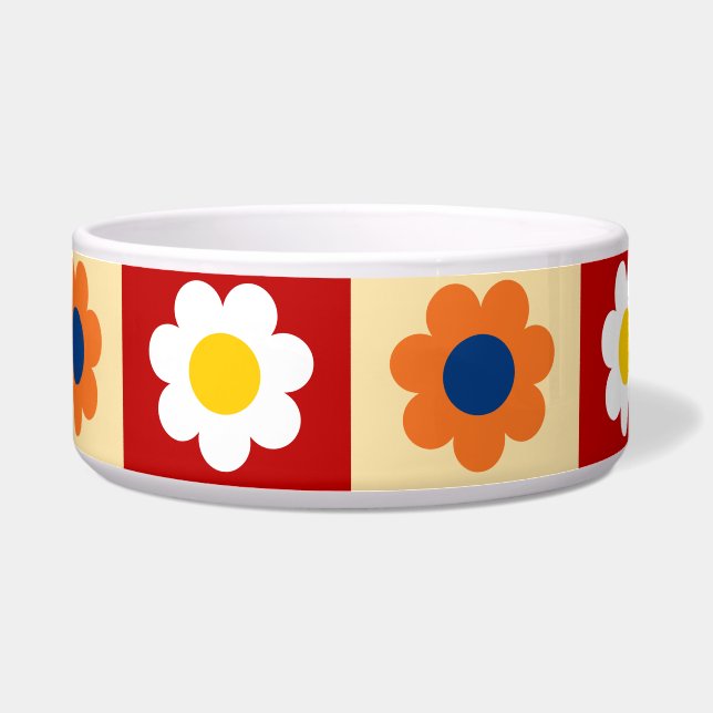 Tigela Retro Cute colorful Flowers Pattern  (Frente)