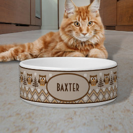 Tigela Retro Owl Knited Design Tan Orange Brown