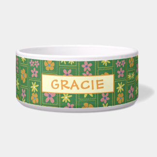 Tigela Retro Verde Floral Patchwork Personalizado Grande