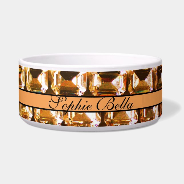 Tigela Rhinestone Amarelo, diamantes amarelos, gemstone B (Frente)