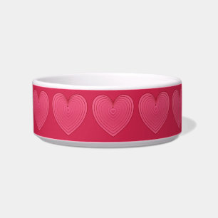 Tigela Rosa de corações vermelhos num fundo vermelho mais