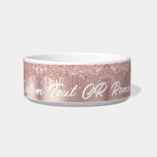 Tigela Rosa Dourada Lush Glitter Pets Bowl com Texto Pers