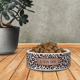 Tigela Rosa Dourado Chic Estampa de Leopardo Personalizad