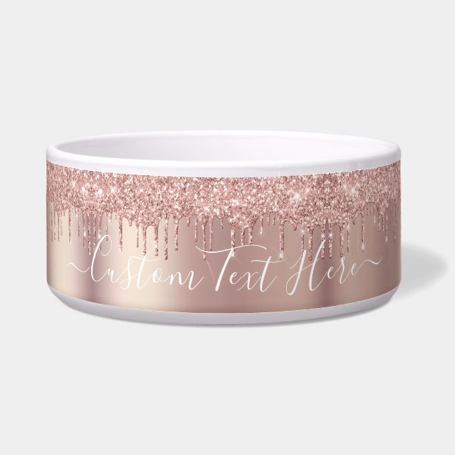 Tigela Rosa Dourado Glitter Drivers Nome de Texto Persona (Frente)