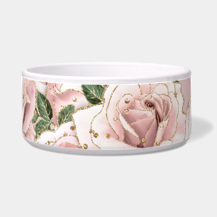 Tigela Rosas cerâmicos de poço e brilho Dourado