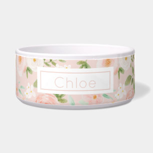 Tigela Rosas de aquarela Flores a Rosa e Pêssego