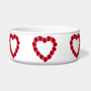 Tigela Rosas do Coração Vermelho Pet Bowl