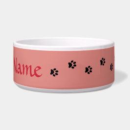 Tigela Rosie Pink Paw Imprime Pet Bowl Personalizado