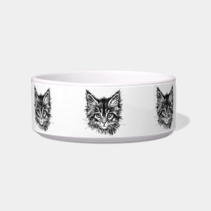 Tigela Rosto de gatinho preto e branco