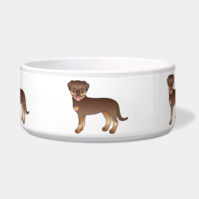 Tigela Rottweiler Vermelho e Bege Cachorros de Desenho An (Frente)