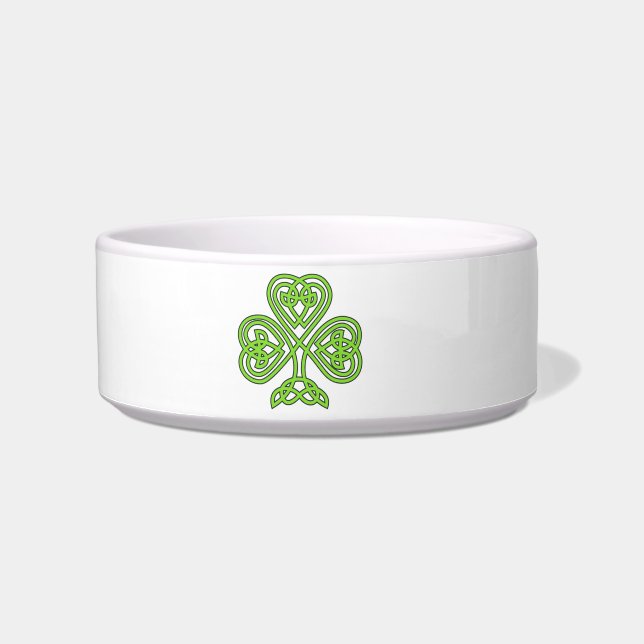Tigela Rua, Shamrock Clover Pet Bowl do Dia de Patrick (Frente)