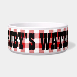Tigela Ruby's Diner Dog's Name Red & White Checks Bowl