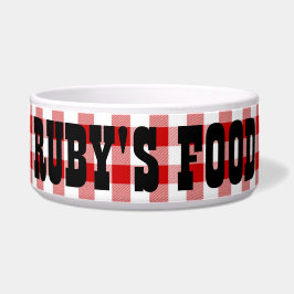 Tigela Ruby's Diner Dog's Name Red & White Checks Bowl