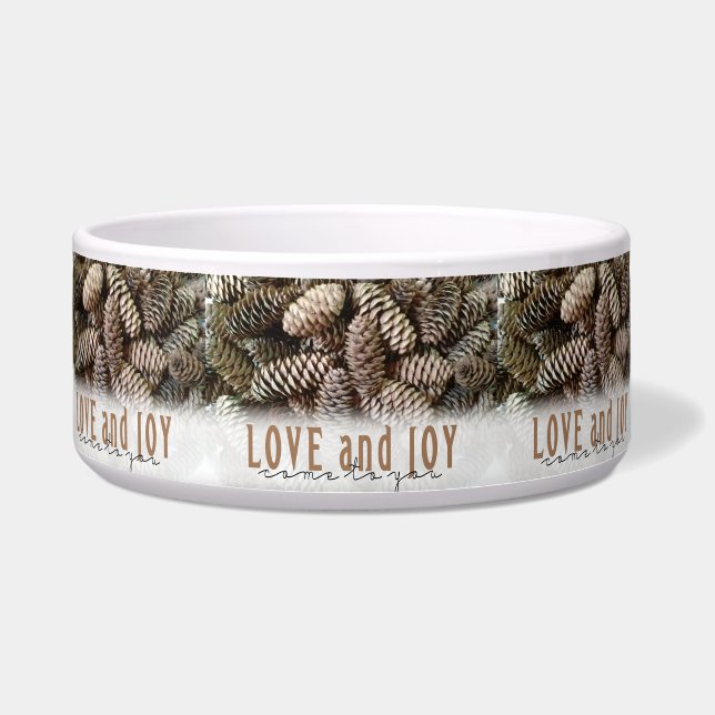 Tigela Rustic Holiday Love and Joy Pine Cone (Frente)