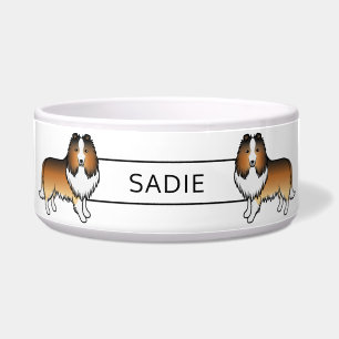 Tigela Sable Shetland Sheepdog Cartoon Dogs & Name