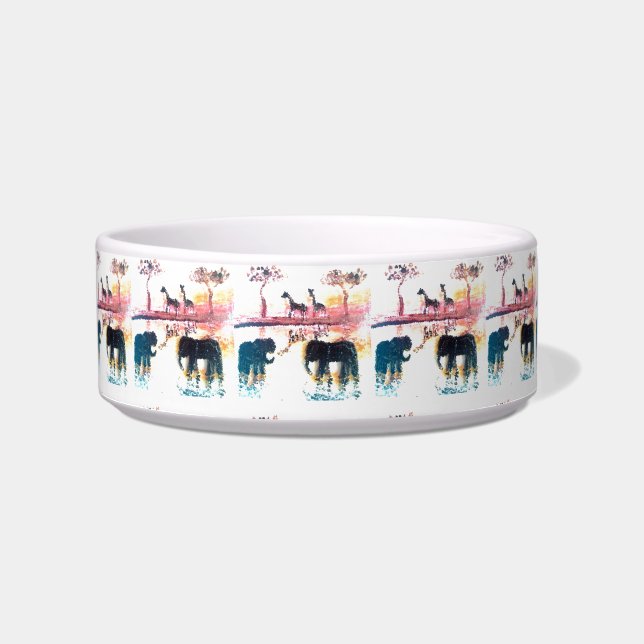 Tigela Safari Sunset Pattern with Elephants, Giraffe (Frente)