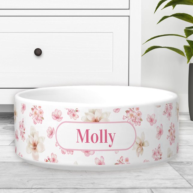 Tigela Sakura Floral Patterno White Pet Bowl (Sakura Floral Pattern Name White Pink Pet Bowl)