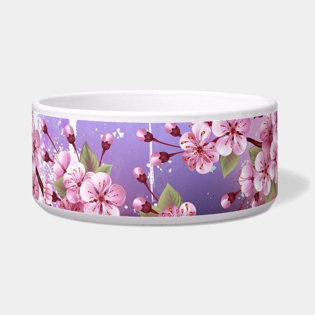 Tigela Sakura rosa no fundo da pintura (Frente)