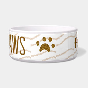 Tigela salão de estimação das patas de brilho do ouro adi