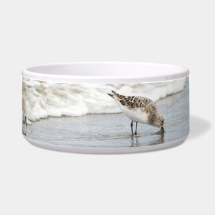Tigela Sandpipers no Pet Bowl Cerâmico de Foto em Praia
