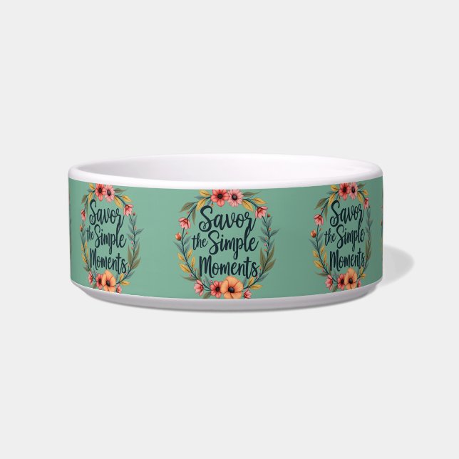 Tigela Savor the Simple Moments Boho Floral Quote Pet (Frente)