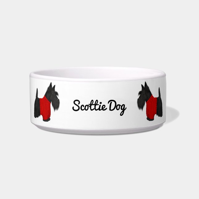 Tigela Scottish Terrier (Scottie Dog) em Sweater (Frente)